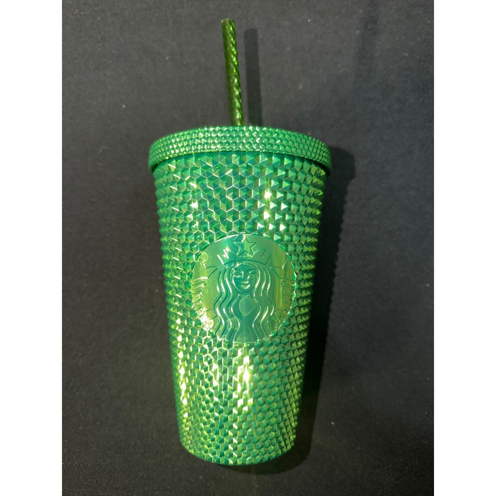 Starbucks Jewel Studded Cold Cup Tumbler 16oz Lime Green Acrylic Siren Logo New